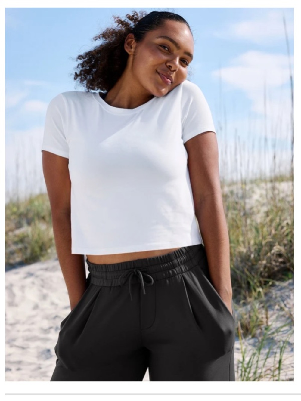 BEYOND YOGA Featherweight Supreme Cropped Tee - Cloud White